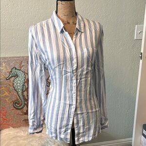 beachlunchlounge Blue and White Striped Button Down Shirt